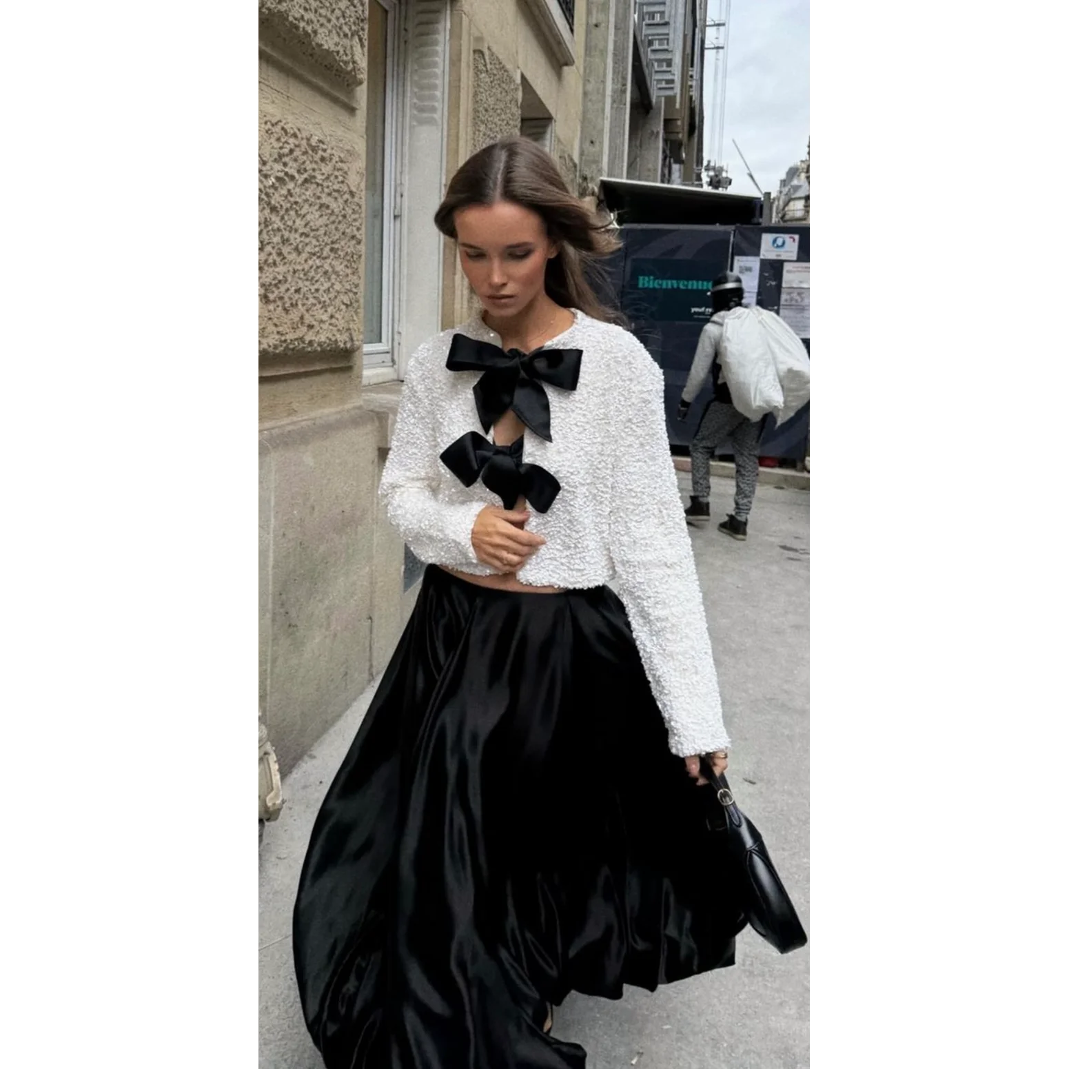 Faionable noeud décoré inje ort vêtements d'extérieur amples femmes nouveauté saison d'automne manteau chaud en Fiber de Polyester