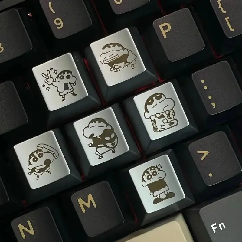 Crayon Shinchan metal keycaps, suitable for cross-axis mechanical keyboards, perfect as a festive gift