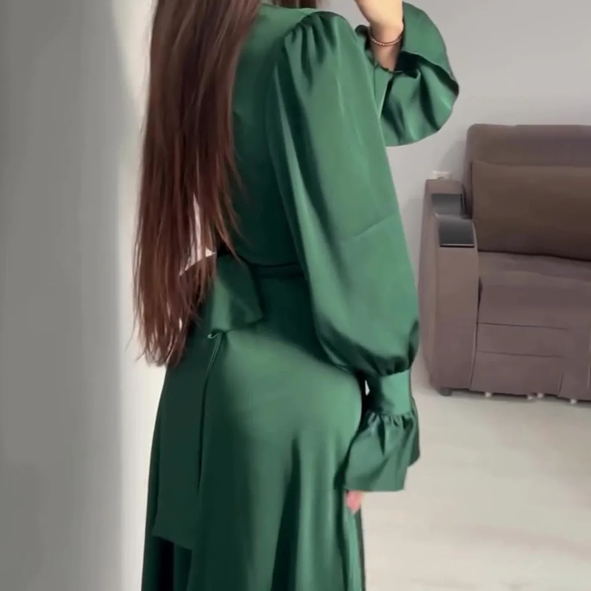 Vestido largo con volantes para mujer, prenda de vestir elegante, ajustada, con cordones, color liso, Estilo Vintage, 2024