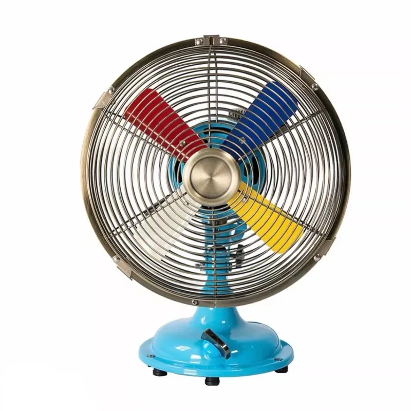 Retro Metal 8 Inch Desk Fan Classic Nostalgic Tabletop Cooler Fan Ideal For Household Coffee Shop Table Decoration Use
