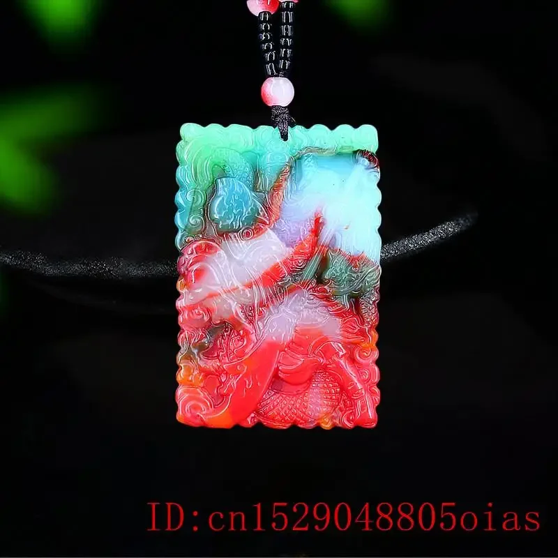 

Colour Jade Dragon Warrior Pendant Chinese Amulet Jewelry Fashion Natural Carved Charm Jadeite Necklace Gifts