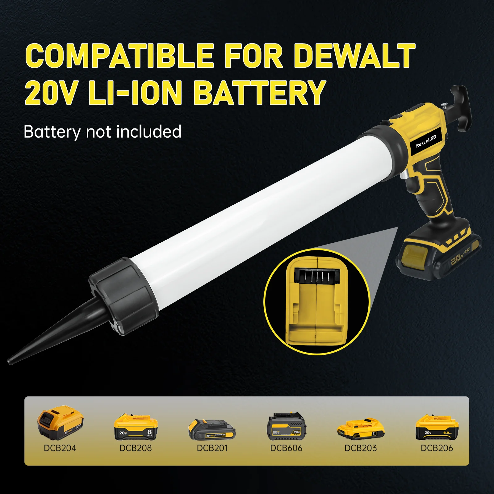 مسدس السد اللاسلكي 20 أونصة/600 مللي مسدس سيليكون كهربائي 4 سرعات خالية من التنقيط ملء ختم أداة إصلاح لدبوس بطارية ديوالت 20 فولت