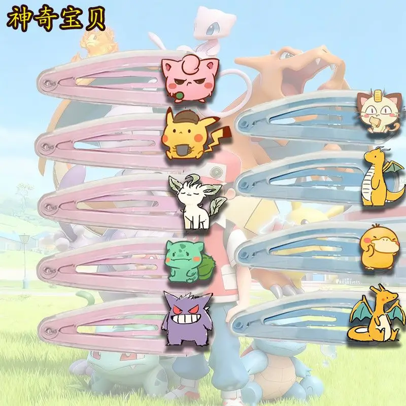 Pasador para el pelo con estampado de Pokémon, clip de plástico ligero para flequillo, ideal para el día a día y para guardar.