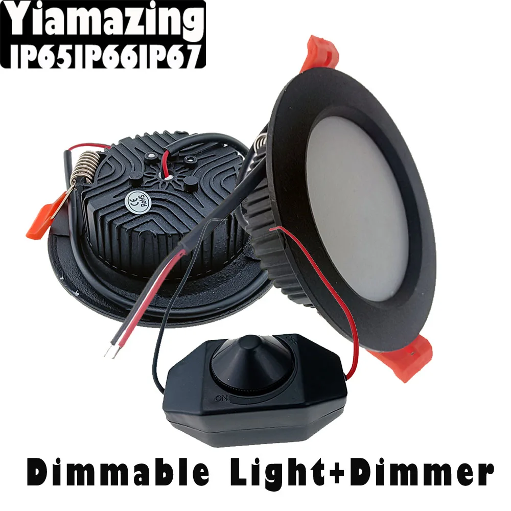 Dimmer Black 220V IP67 220v IP65 IP66 Outdoor Waterproof LED Downlight Dimmable 7W 9W 12W 15W 18W 24W 30W 36W Kitchen Spot Light