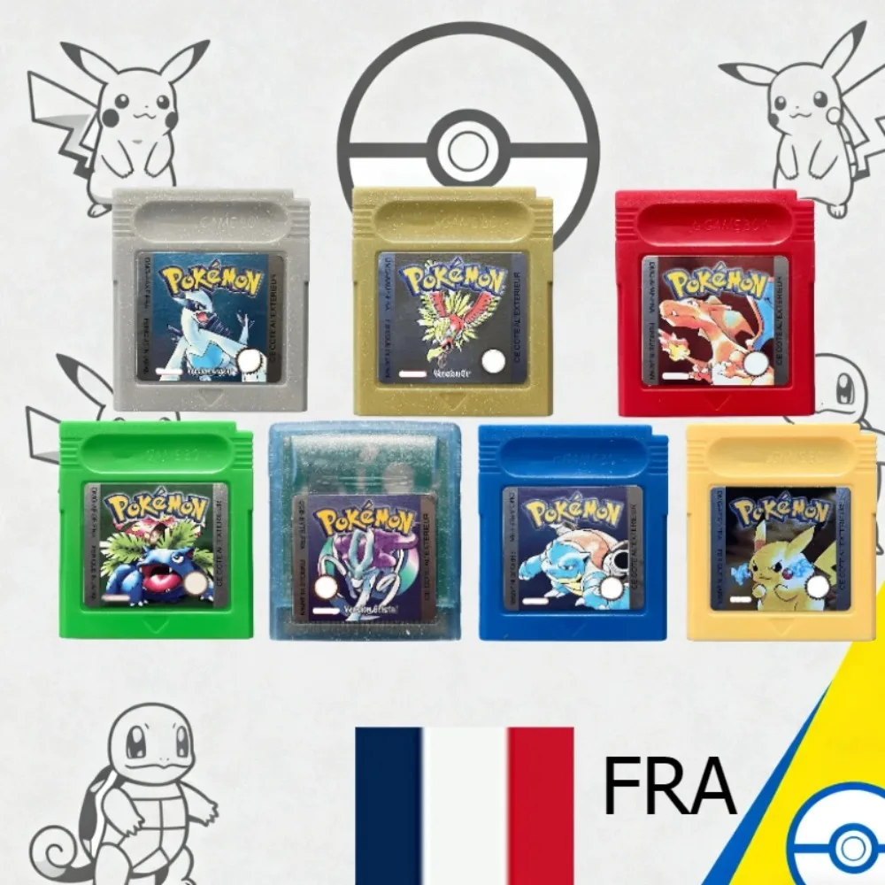 

Pokemon Red Blue Crystal Golden Green Silver Yellow GBC Game Card 16 Bit Video Game Cartridge Console Cards For GB/SP