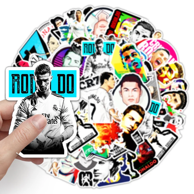 52PCS Cristiano Ronaldo DIY Graffiti Stickers Cartoon Image Refrigerator/Water Cup Party Decoration Originality Sticker