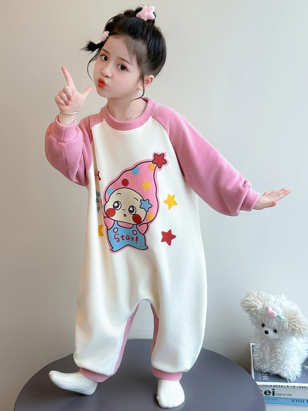 girls'-flannel-sleepwear-winter-thick-warm-home-clothes-pyjamas-long-sleeve-long-pants-home-comfortable-sleep-bag-for-babies