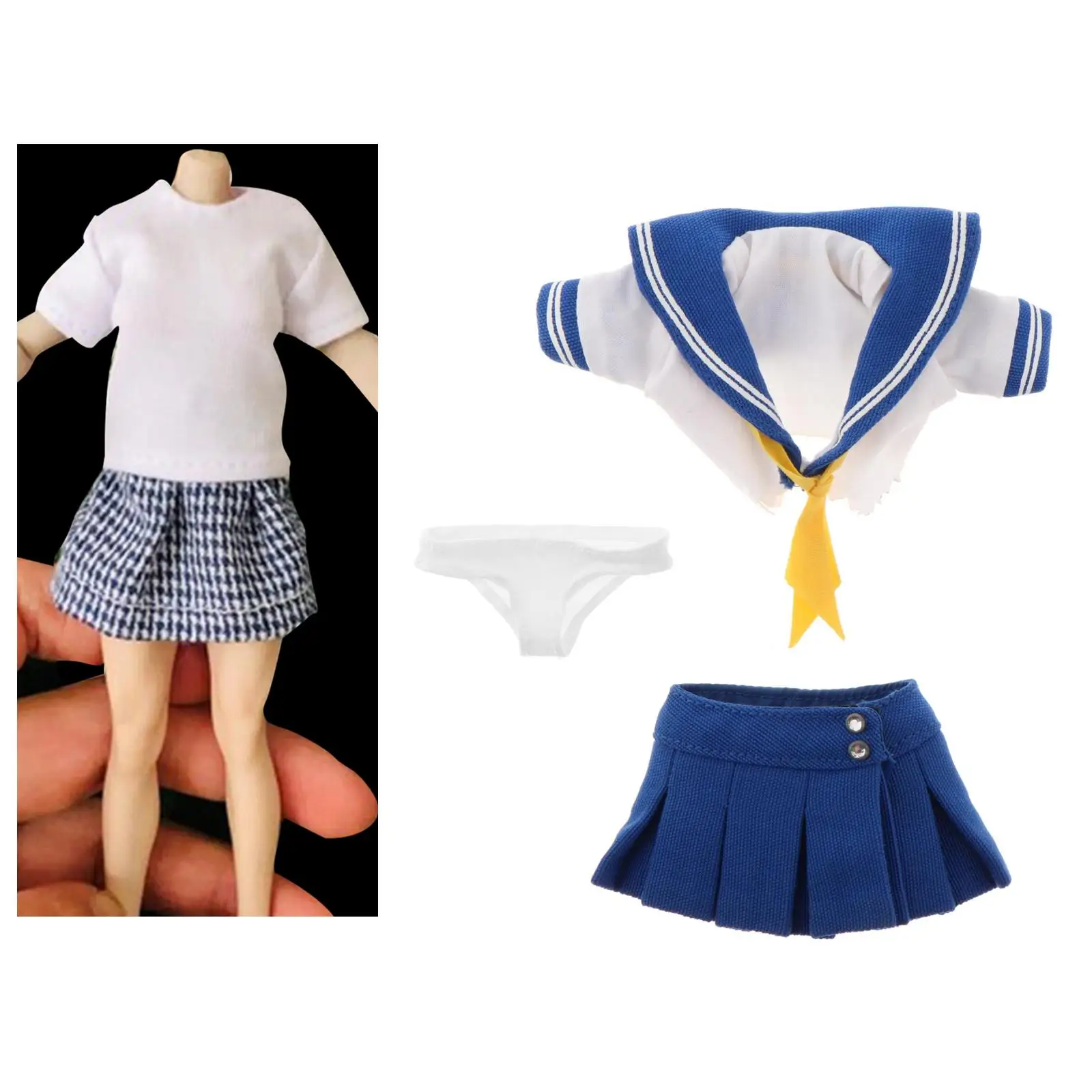 1/6 Schaal Vrouwelijke Meisje Rok Uniform Outfit Voor 12 Inch Figuur Blauw