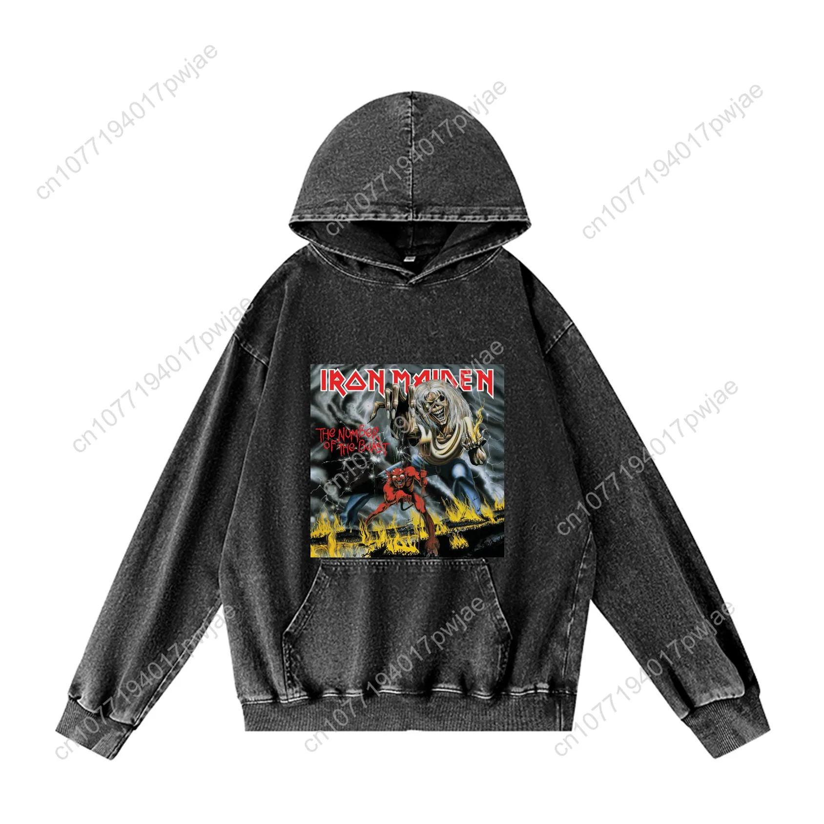 I-iron m-maidens Rock Band sweat à capuche hommes femme Vintage pull sweat avec poche surdimensionné haut personnalisé