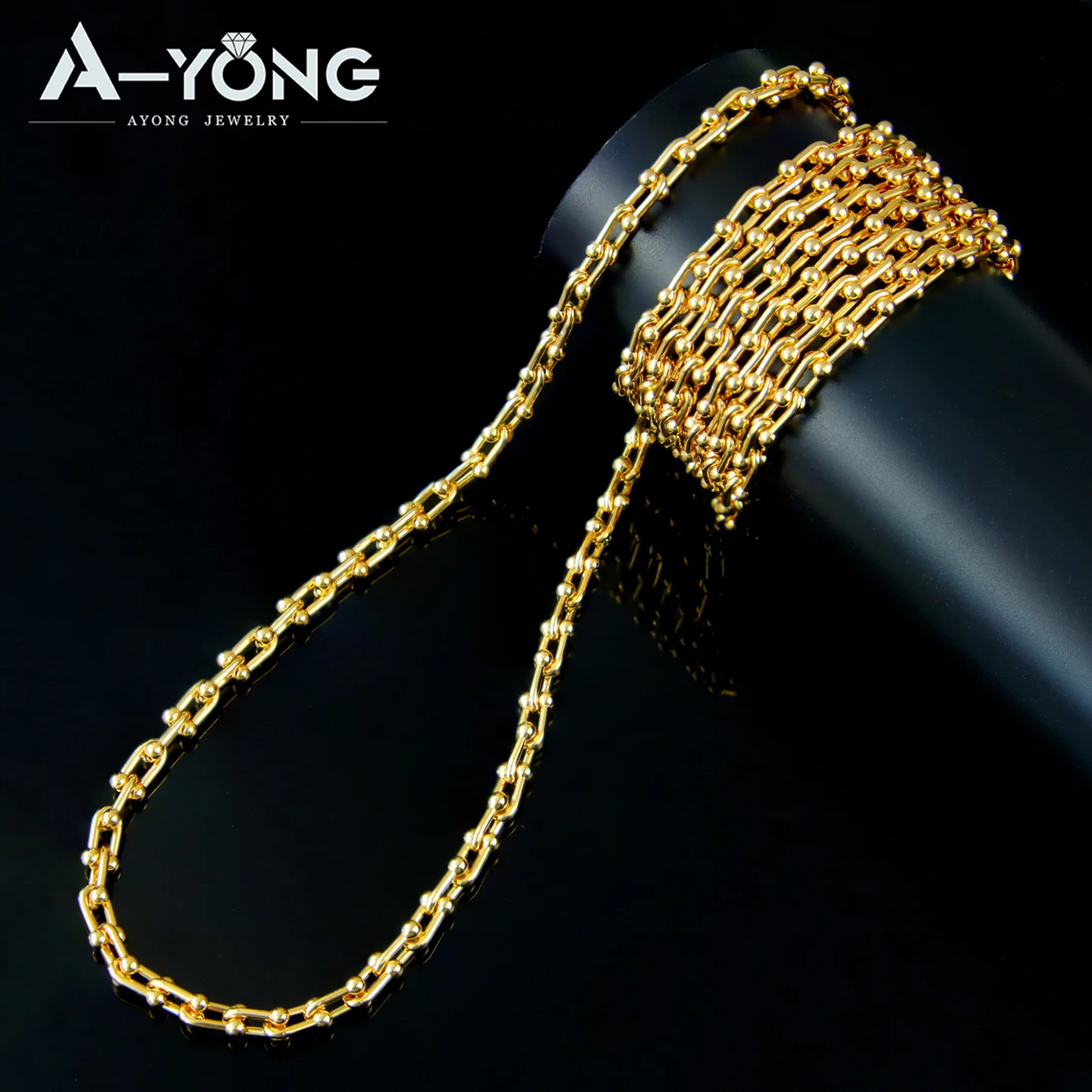 Luxus Dubai Hochzeit Gold Farbe Lange Halskette 21k Gold Überzogene Italienische Mode Colliers Saudi Frauen Event Party Schmuck – Detail 2