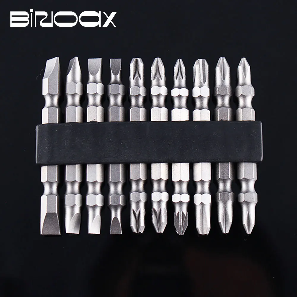 10Pcs Screwdriver Bits S2 65mm Magnetic PH Slotted Double Head Screwdriver Set Power Tool