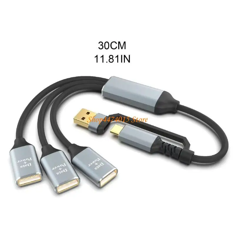 K1AA USB C/USBからUSB 2.0メスアダプターUSB C MALEから3 USB2.0メスコードコンバーター3 USB 2.0ポートハブ充電アダプター