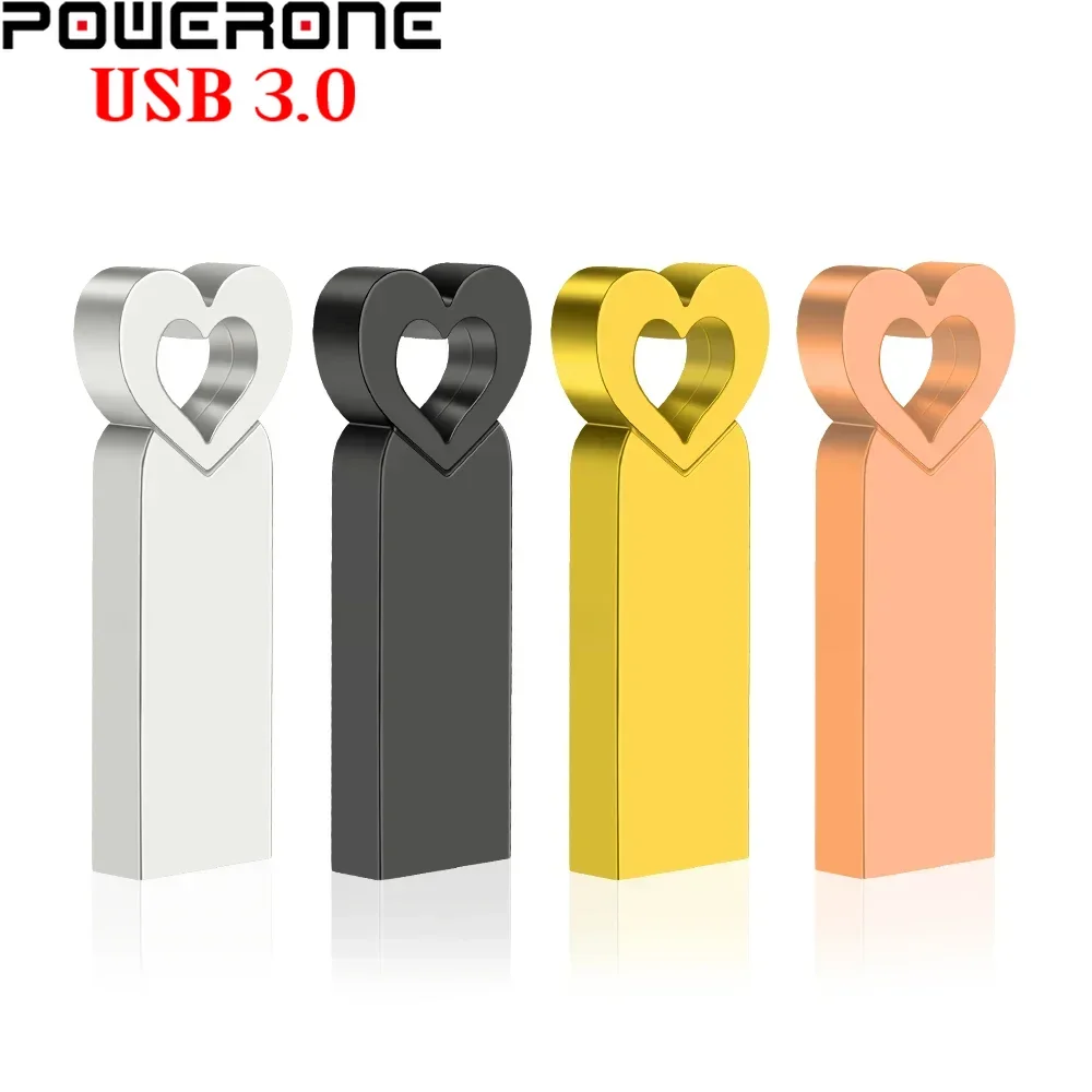 

Металлический высокоскоростной флэш-накопитель USB 3.0 128 ГБ 64 ГБ Heart Pen Drive Креативный подарок 32 ГБ Мини-золотая карта памяти 16 ГБ для ноутбука U Disk