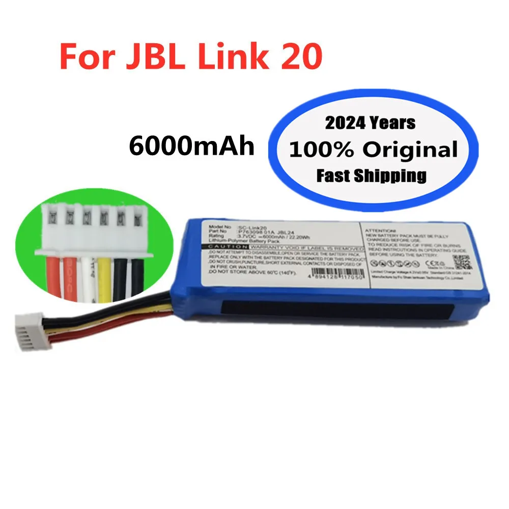 2024 anni 100% batteria di ricambio originale per JBL Link 20 Link20 P763098 01A batteria altoparlante originale 6000mAh