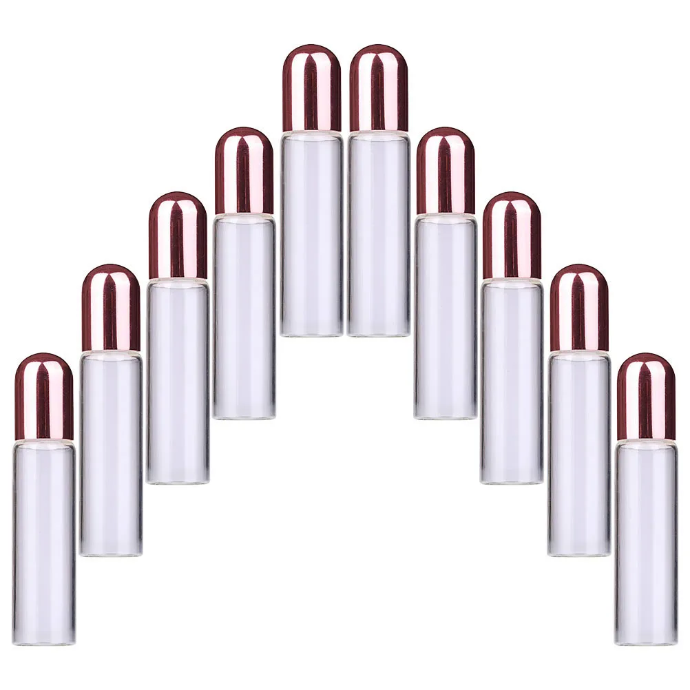 

10Pcs Glass Roller Bottles 1Ml Clear Refillable Essential Oil Bottles for Travel Aromatherapy Perfume Storage Portable