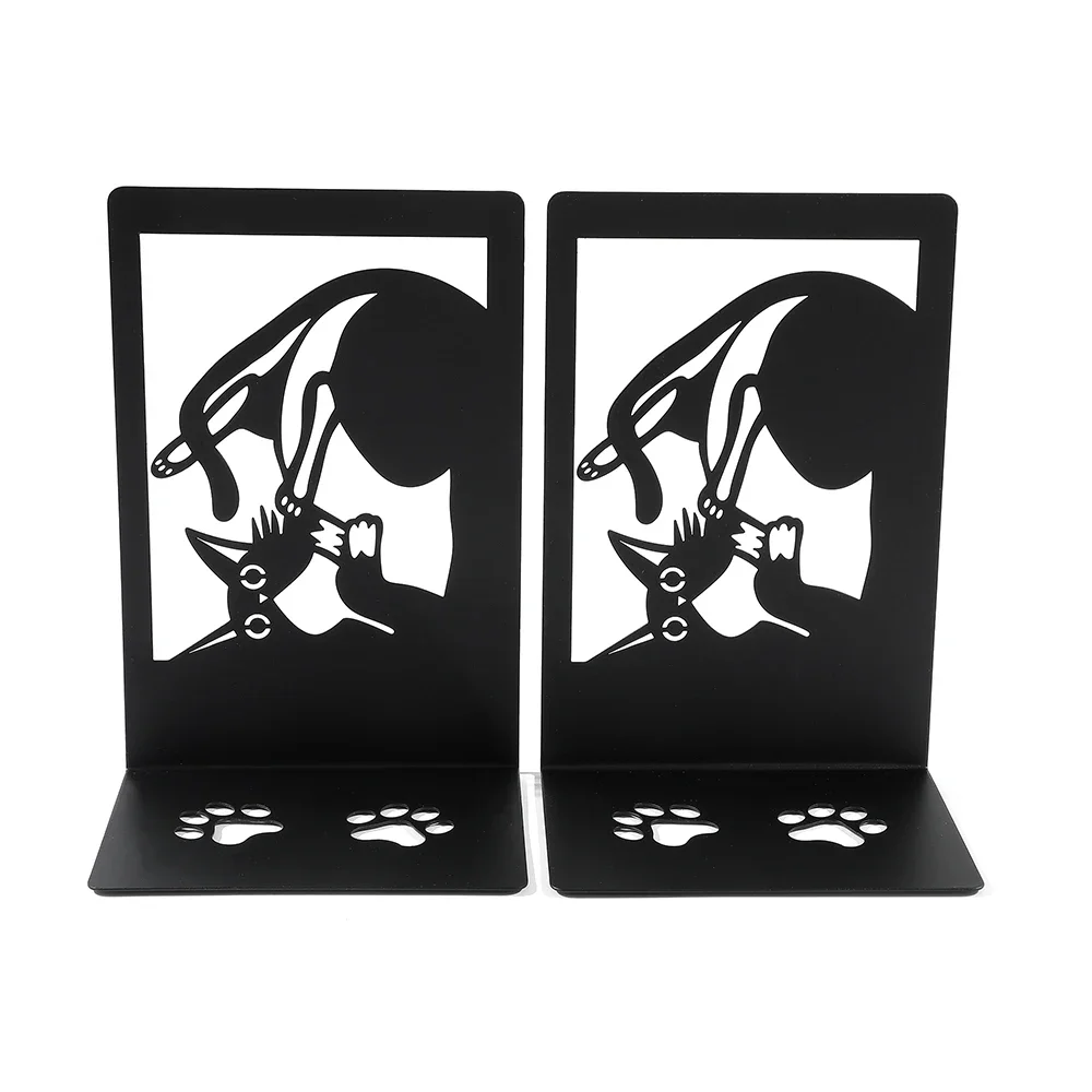 2Pcs/1Set Animal Hollow Cat Bookends Cat Paw Print Cute Office Table Bookends Retractable for Company Employee Office Appliance