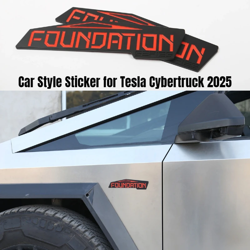

2 шт., наклейка в стиле автомобиля для Tesla Cybertruck 2025, автомобильные аксессуары, 3D наклейка, оригинальная серия, украшение для фундамента