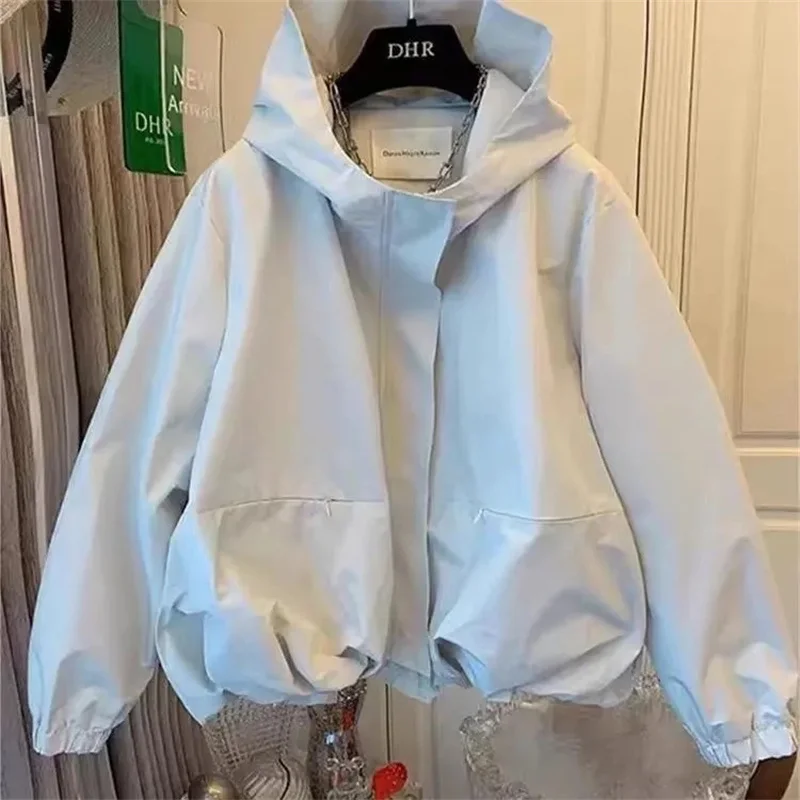 2025 Jackets Women Hooded Summer Sun-proof Zipper Coats Thin Loose See Through Outerwear Breathable Outwear Lightweight Clothes