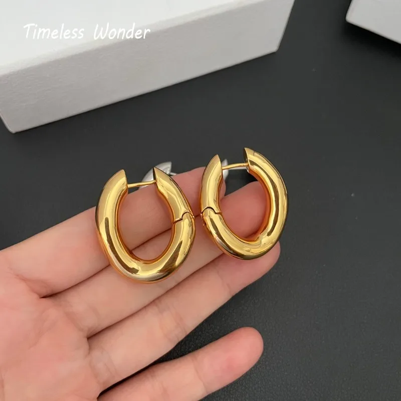 Timeless Wonder Brass Geo Swirl Hoop Earrings for Women Designer Jewelry Gift Goth Runway Top Luxury Brincos Cute Classy 4233