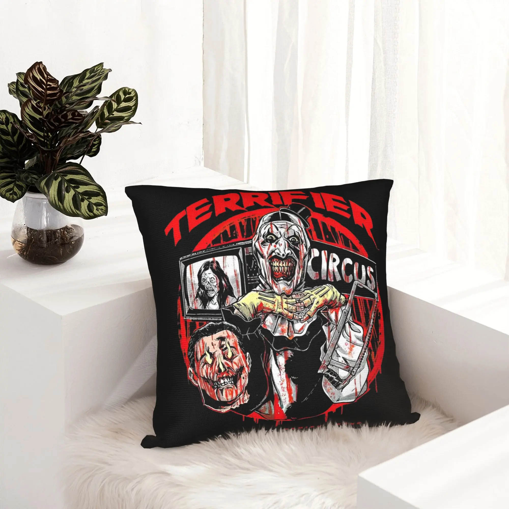 Terrifier Smile Pillowcase Double-sided Printing Polyester Cushion Cover Decoration  Pillow Case Cover Home Zippered 45*45cm