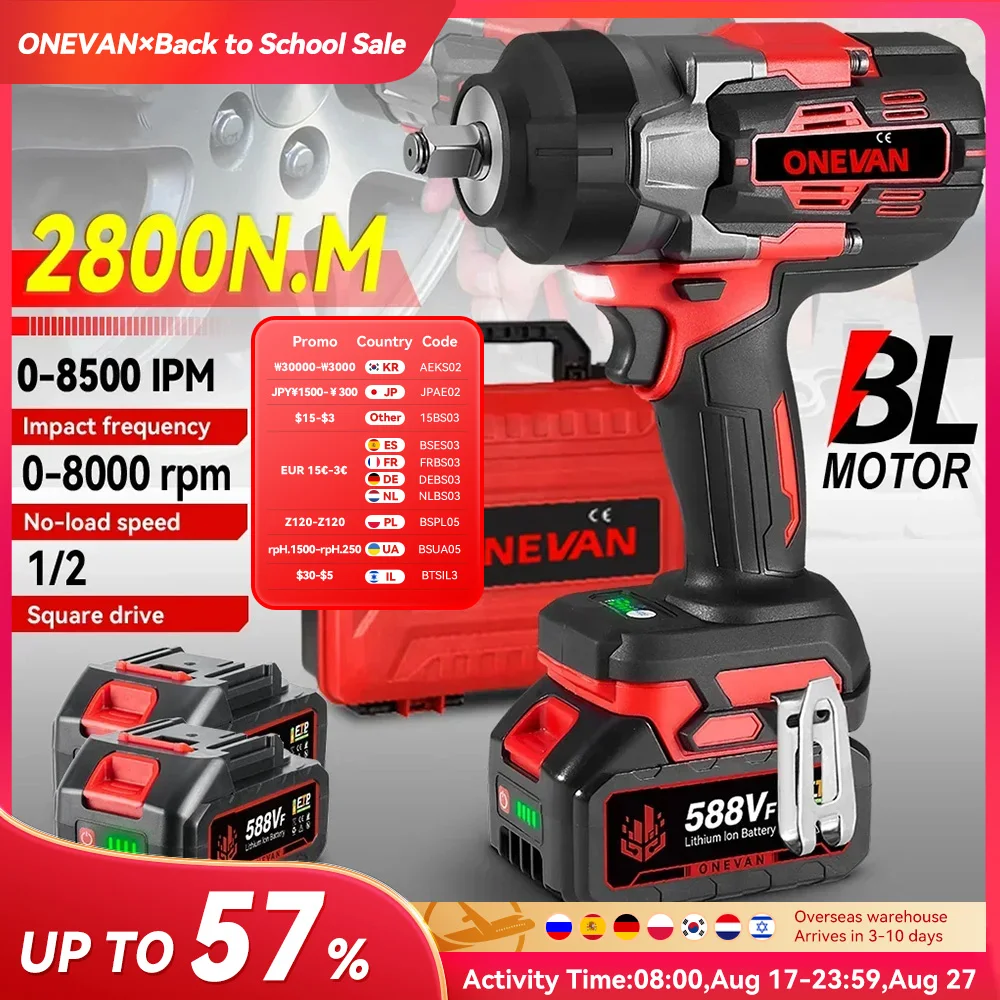 Brushless 2800N.M Avvitatore elettrico 2800W 1/2 pollici Cordless Torque Wrench Cacciavite Strumento di potere per Makita 18V Batteria Pin