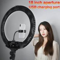 Anillo de luz LED sin trípode para fotografía, lámpara de 18 pulgadas, 3200-5600K, 65W, para maquillaje, vídeo y YouTube, 416 unidades