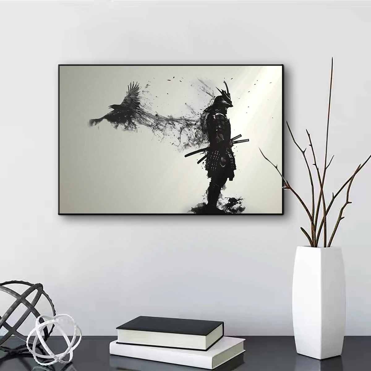 Japanese Samurai Ink Style Artistic Conception Sword Art Poster Canvas Print Suitable for Living Room Home Decoration Painting