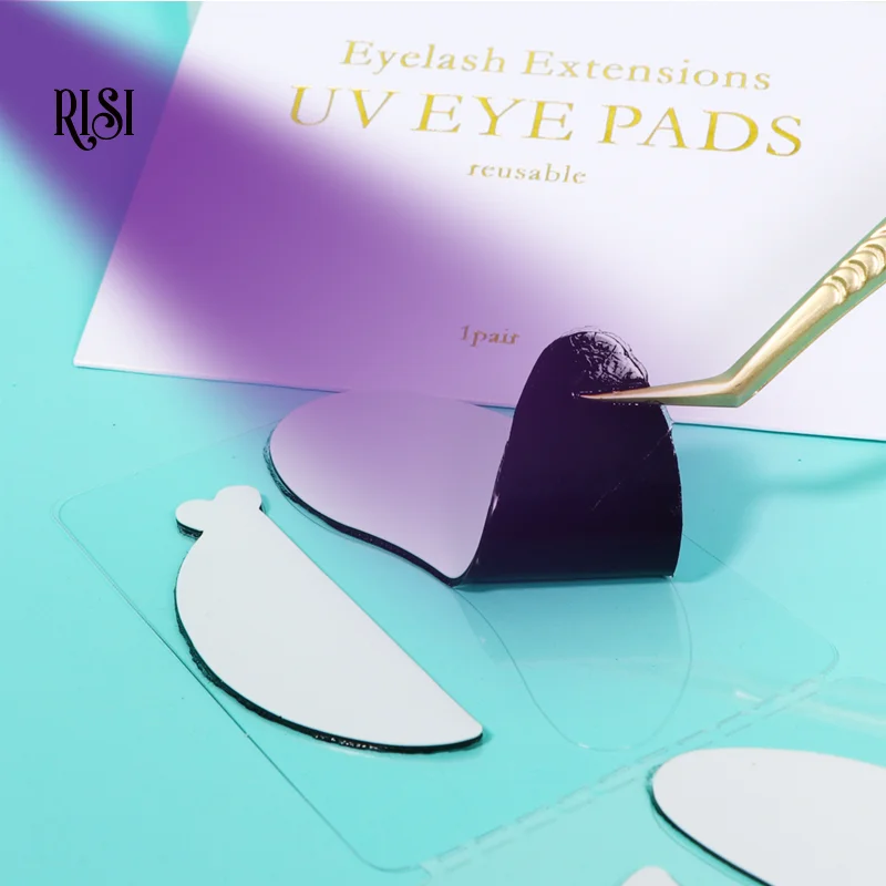 RISI UV Black Eye Patch For Eyelash Extension Eye Gel Pads Hydrogel Padding UV protection Stickers Reusable Washable