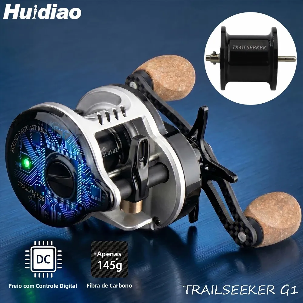 huidiao-trailseeker-g1-145g-ultralight-dc-round-baitcasting-reel-digital-control-bfs-baitcaster-carbon-fiber-for-finesse-fishing