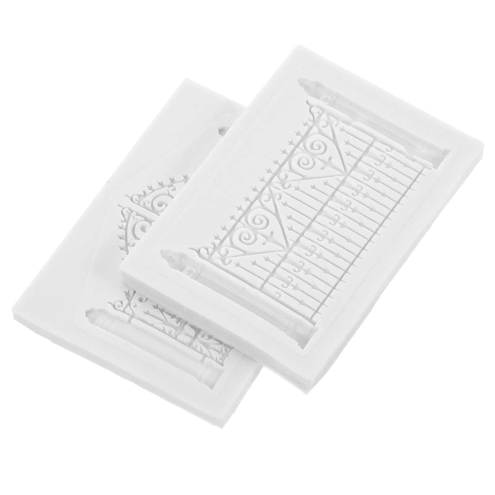 2Pcs Food Grade Silicone Baking Molds Fence Gate Design Non-Stick Flexible for Fondant Cake Chocolate Mousse Cookies