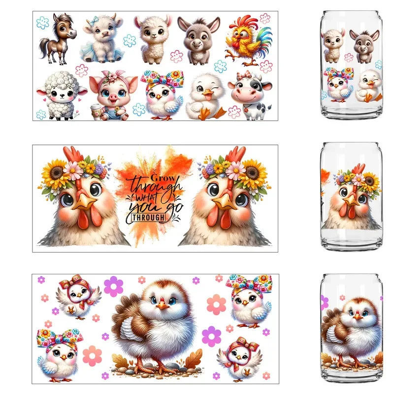 

Cute Sunny little animals easy peel waterproof Party DIY Decals 3D transfers uvdtf tumbler seal stickers 16oz uv dtf cup wraps