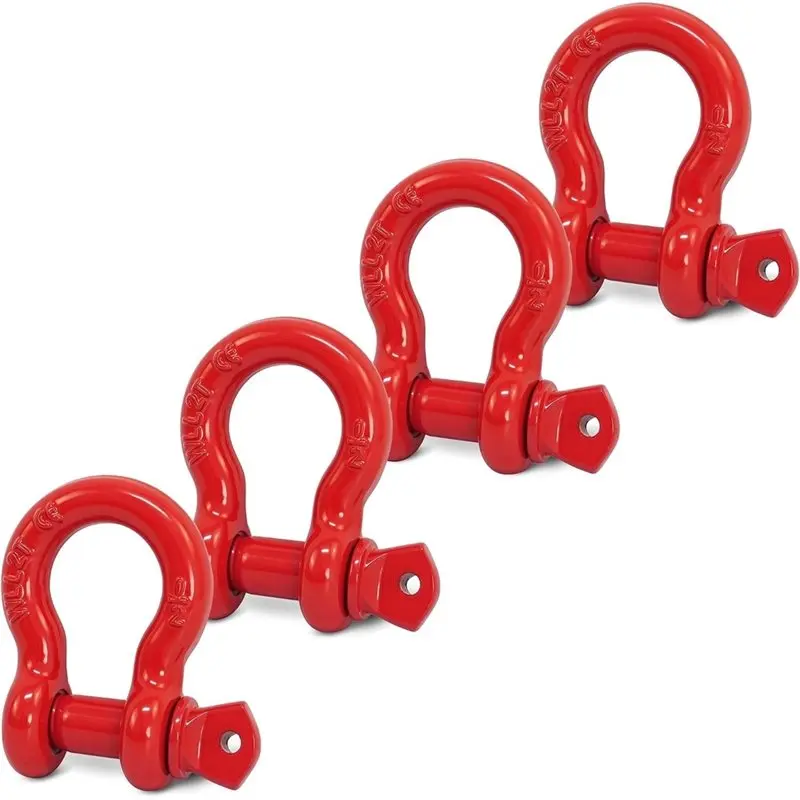 red-d-ring-recovery-shackles-4-pack-for-winch-off-road-jeep-truck-1-2-size-9-16-screw-pin-26-400-lbs-break-strength-boom