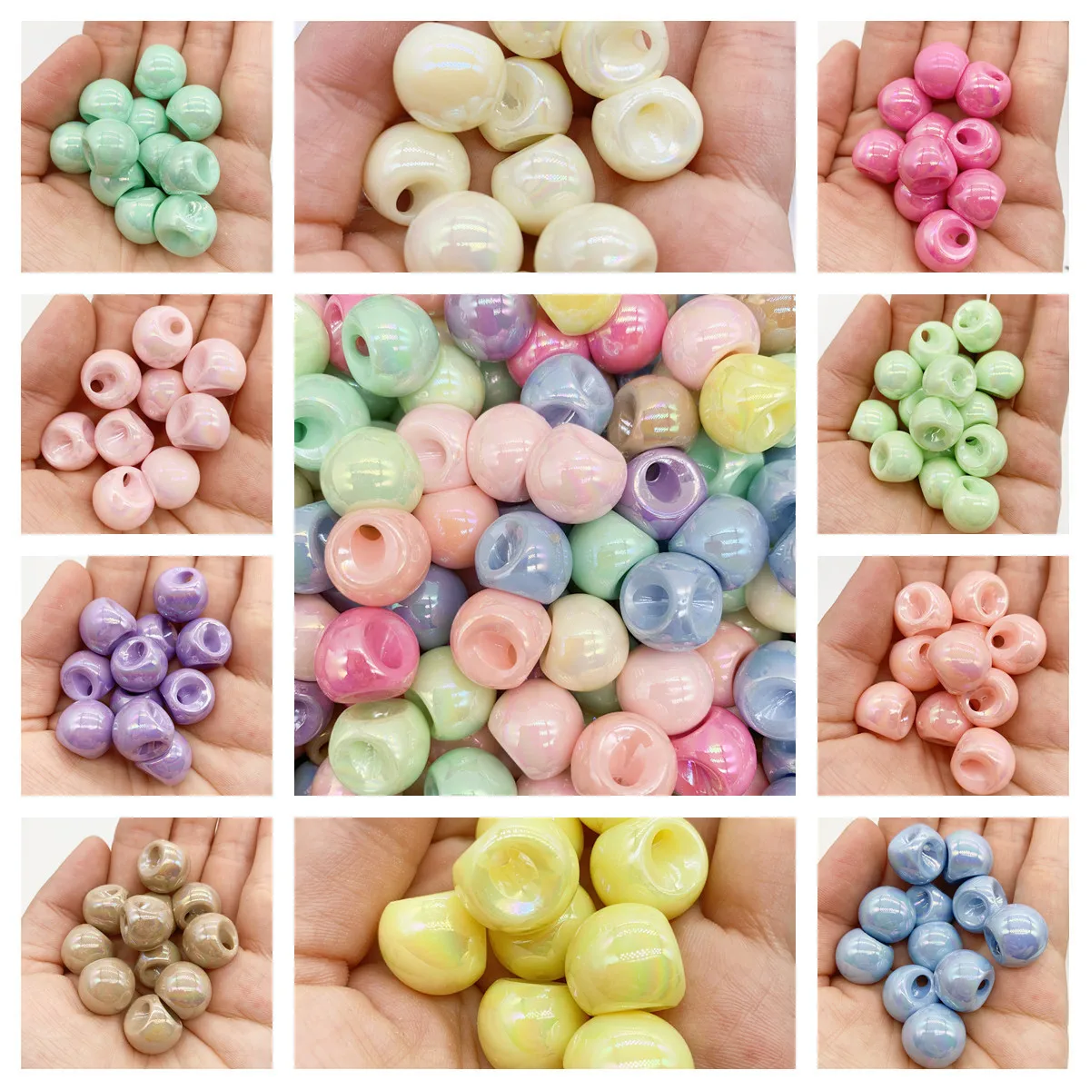 

Wholesale 16mm Acrylic AB Dazzling Color Side Partial Hole Beads DIY Key Beads Necklace Jewelry Bracelet