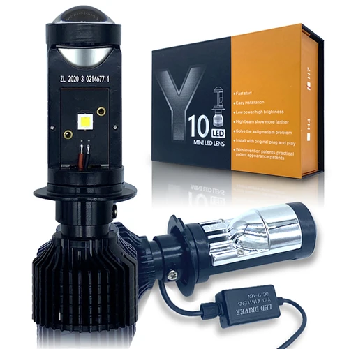 Imagen 1 del producto Lámpara Canbus H4 H7 LED Y10 Super Mini proyector lente láser LED 90W Kit de conversión de bombilla de automóviles faro LED de haz alto/bajo LHD