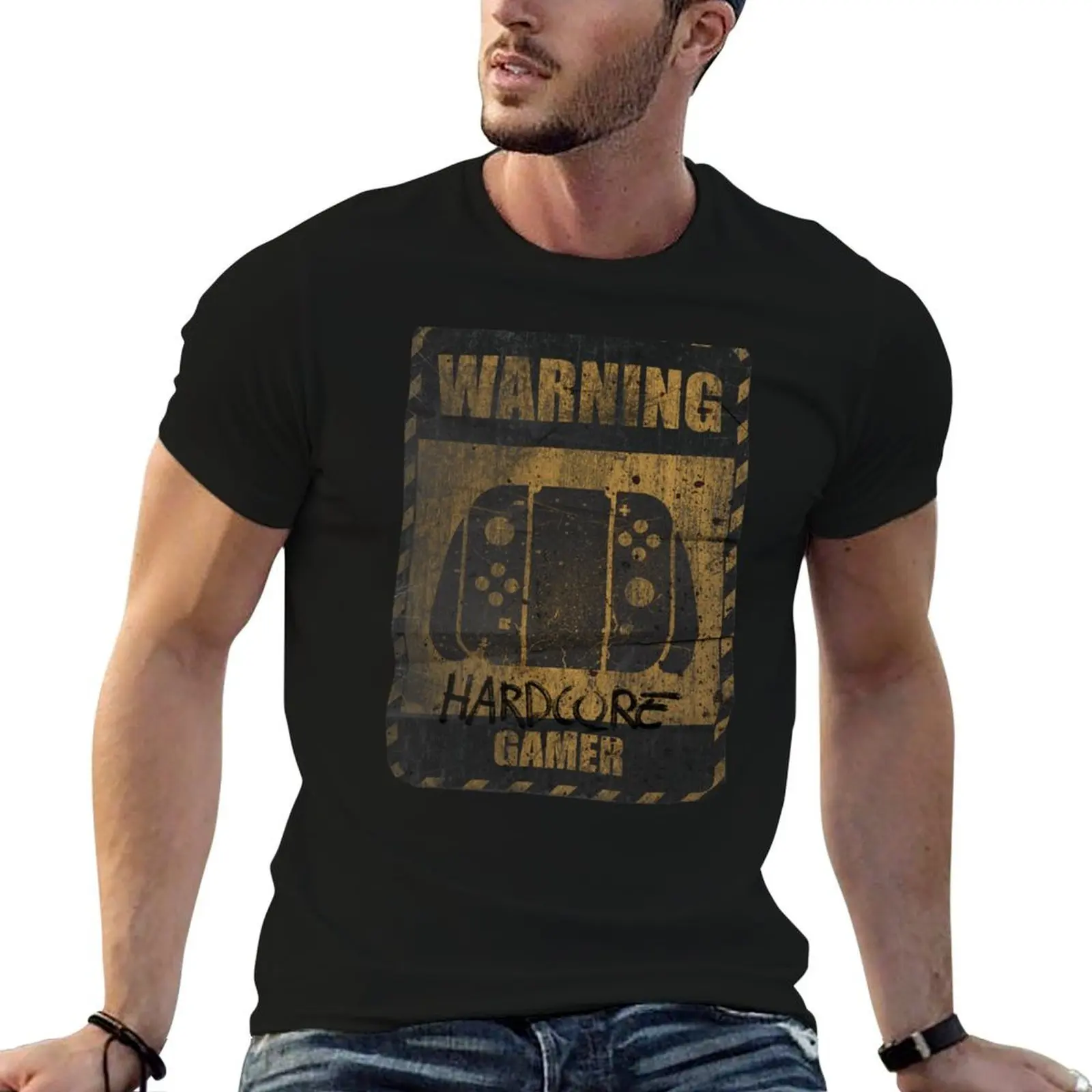 Warning Hardcore Gamer T4 T-Shirt man t shirt cotton high quality mens graphic t shirts t shirts designer T-shirt