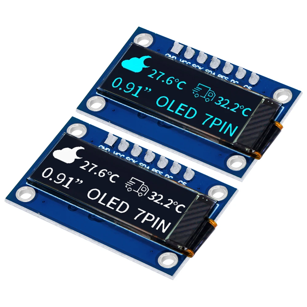 Módulo OLED branco azul de 0,91 polegadas 128x32 SPI SSD1306 7PIN - Ideal para projetos Arduino