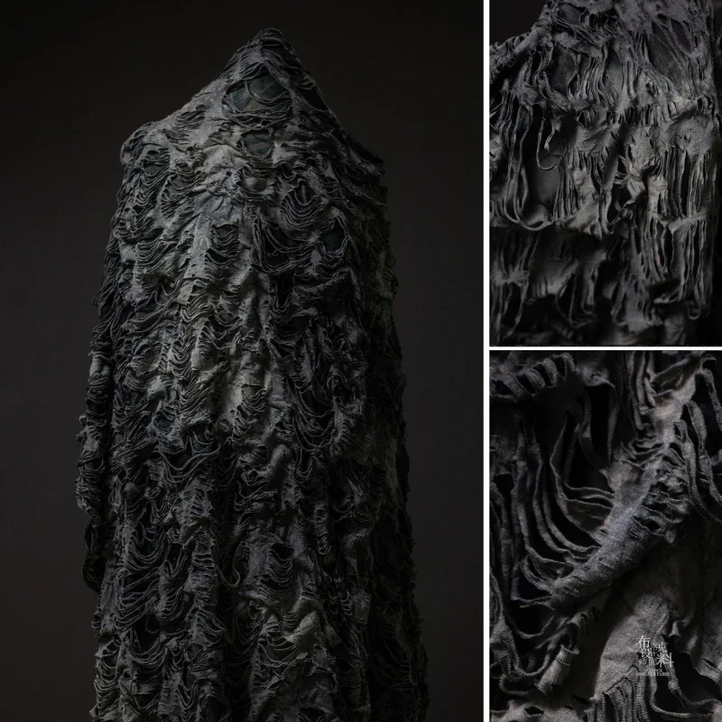 

Черно-белая серая трикотажная ткань с отверстиями, полиэстеровый материал для шитья платьев «сделай сам», костюмы для выступлений, ткань для дизайна, оптовая продажа