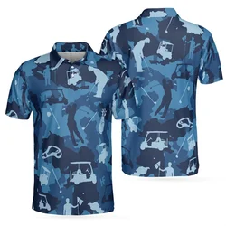 Camouflage Golfing 3D Print Short Sleeve Polo Shirts For Men Clothes Casual Outdoor Golf Tshirts Harajuku Button POLO Shirt