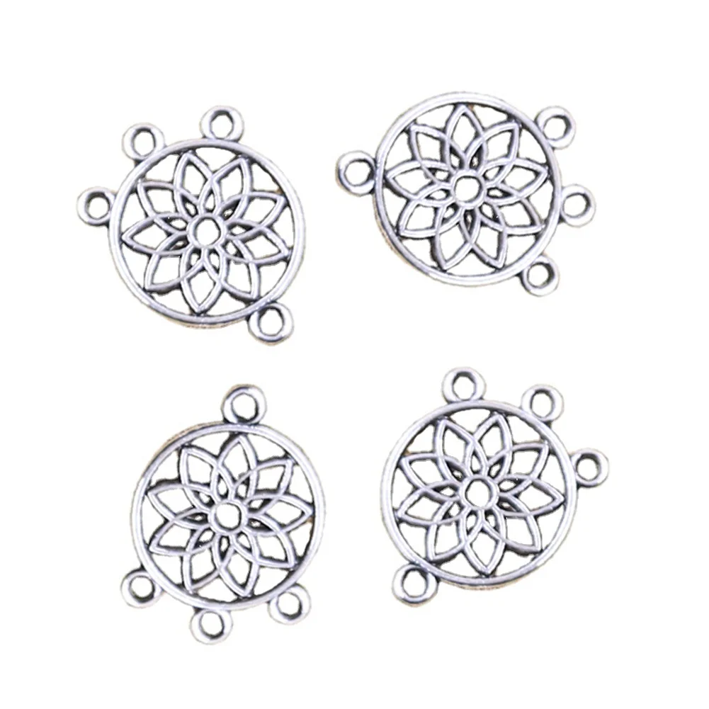 20pcs Charms Native Dream Catcher Chandelier Connector 18x14mm Antique Silver Color Pendants Making DIY Tibetan Finding Jewelry