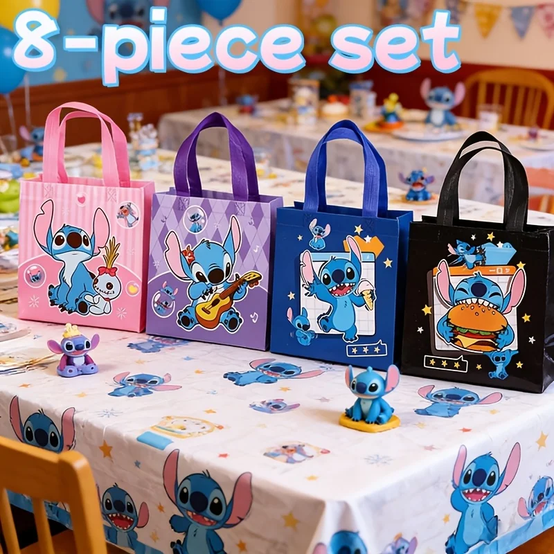 8Pcs Disney Stitch Cartoon Handheld Document Gift Bags, Multi-Purpose Party Pouches