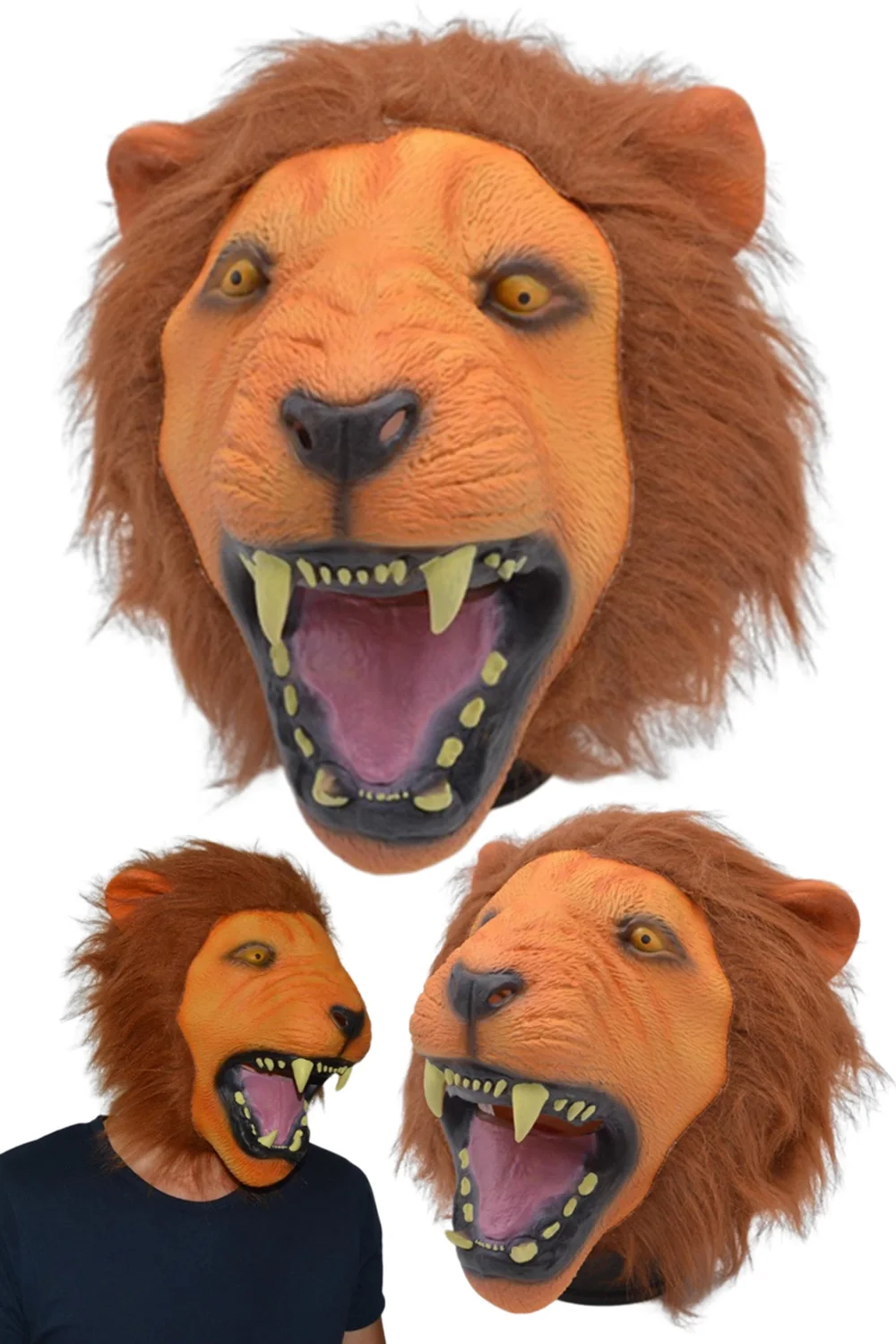 Lion Cosplay Mask Animal copricapo accessori per costumi donna uomo Role Latex Helmet Full Head Helmet Halloween Party Suits