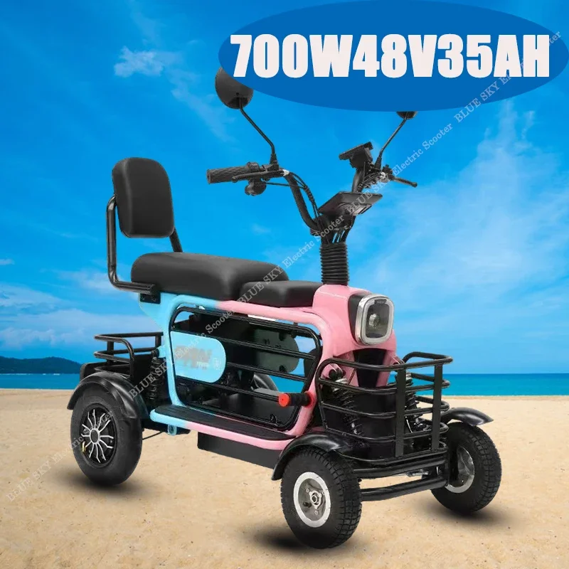 Electric Four Wheeler 700W48V35AH Adults Powerful 200kg Load High Speed 4 Wheel Mobility Scooters Electric Motorcyle Commuting