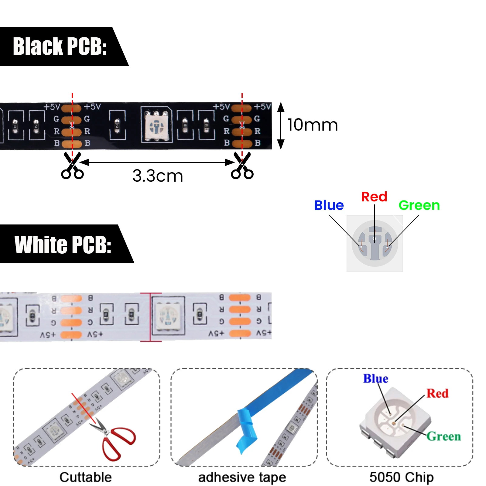 TV 배경 야간 조명 장식용 RGB LED 스트립 조명, 유연한 LED 테이프, 방수 LED 리본, 3AA 배터리 5050, 5V 블루투스