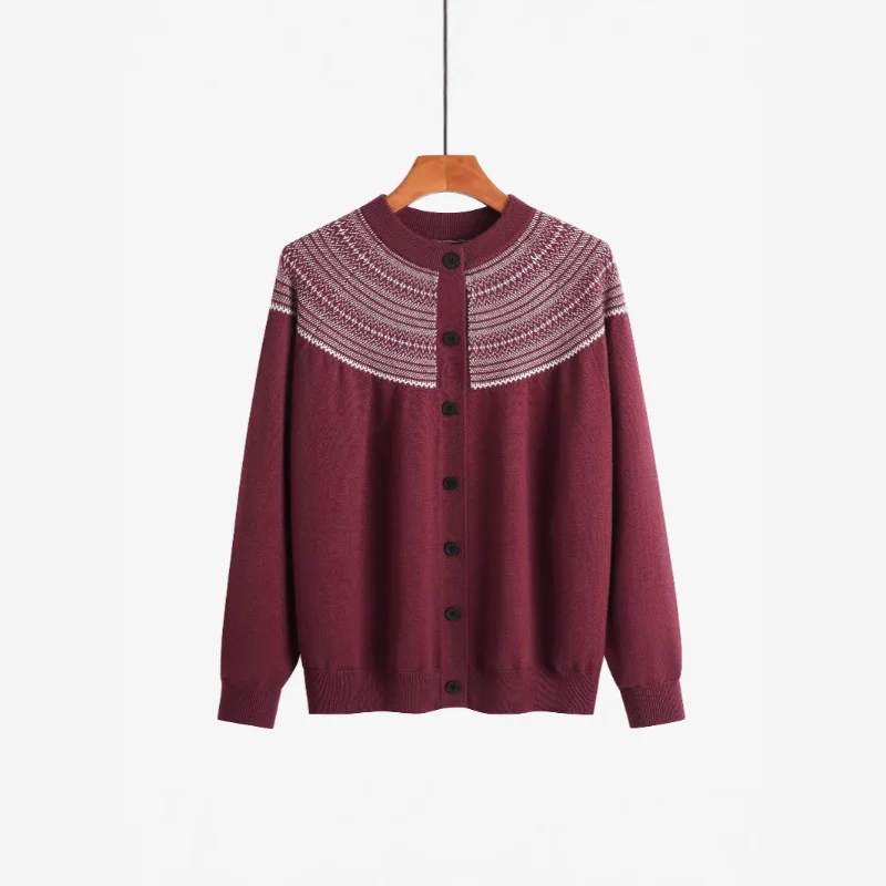Novo outono e inverno malhas cardigan feminino todos os jogos elegante novo solto em torno do pescoço casual elegante topo