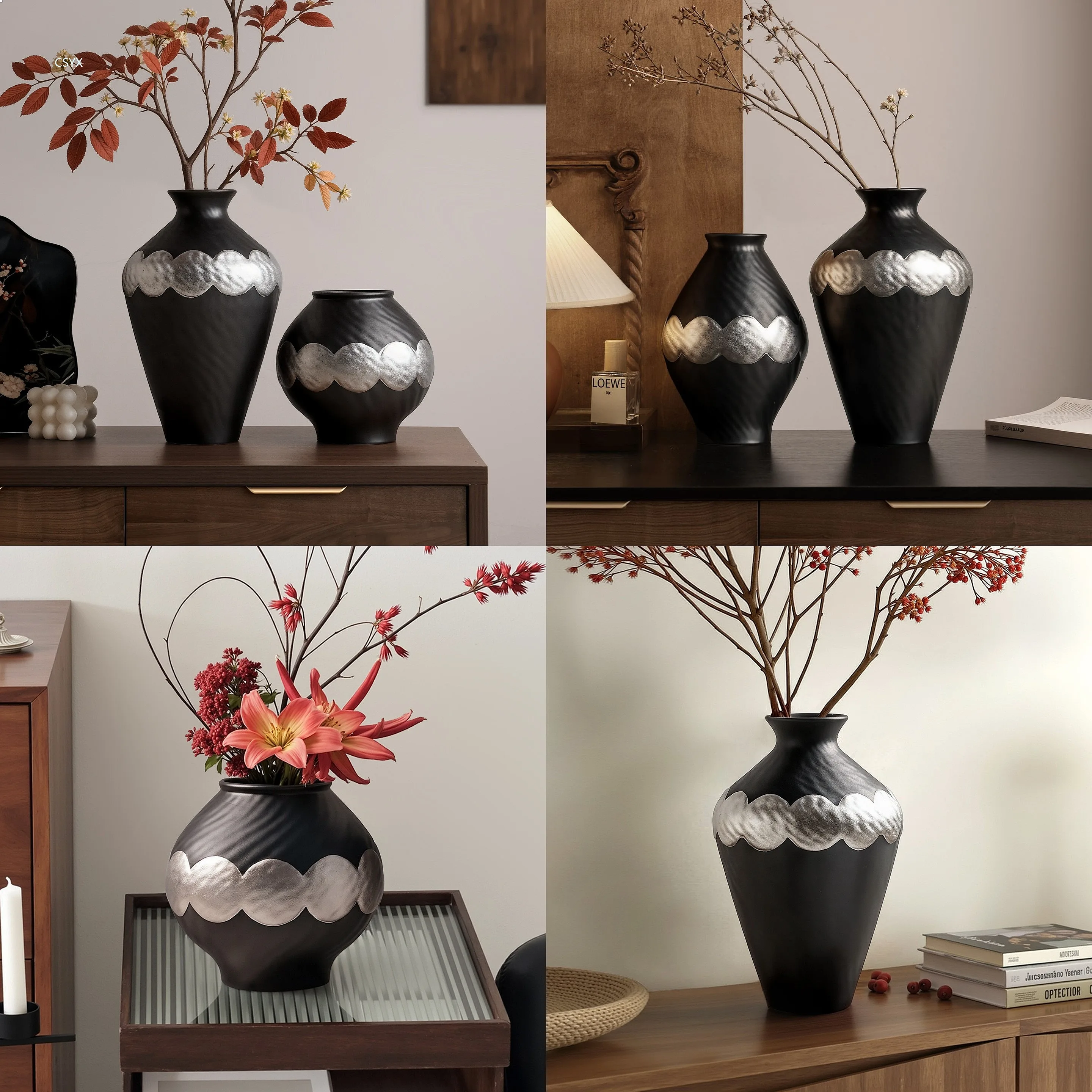 Wabi Sabi Ceramic Vase Minimalist Luxury Flower Vase for Living Room TV Cabinet Home Decor