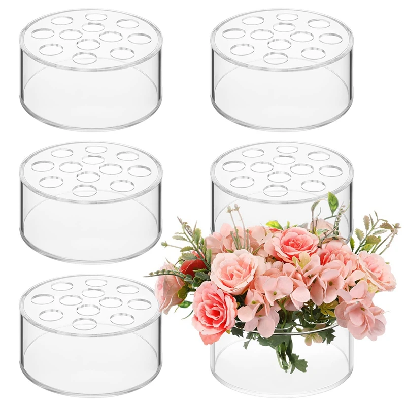 Acrylic Floral Centerpiece For Dining Table Decorations Wedding Round Flower Vase 12 Holes Centerpiece Vases