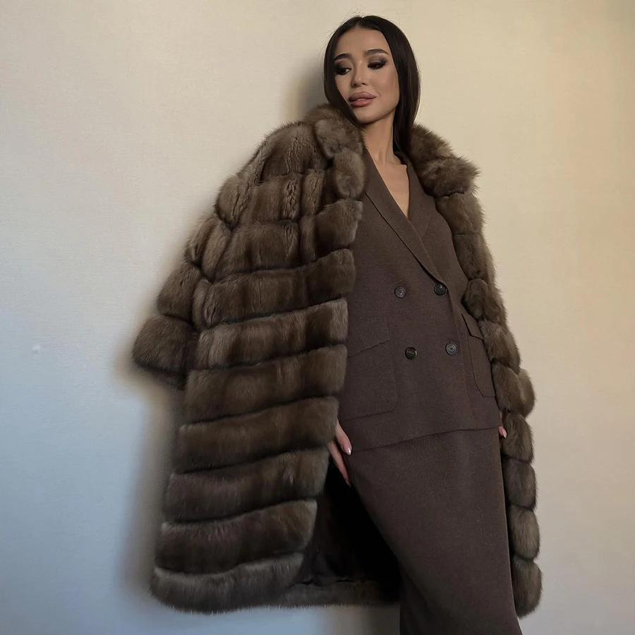 

Natural Fur Coats Women's Real Fox Fur Jacket Winter Warm Fox Fur Coat 2024 Fashion New Arrival Furry Fur Coat