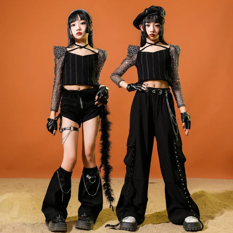 

Hip Hop Girls Cool K-pop Crop Top Street Dance Cargo Pants Kids Streetwear Outfit Children Jazz Costumes Girl Group Clothes Sets