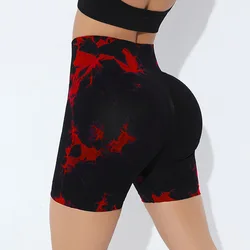 Pantaloncini sportivi da donna Tie Dye Leggings in maglia a vita alta Allenamento da corsa Pantaloncini fitness yoga sexy ad alta elasticità senza cuciture