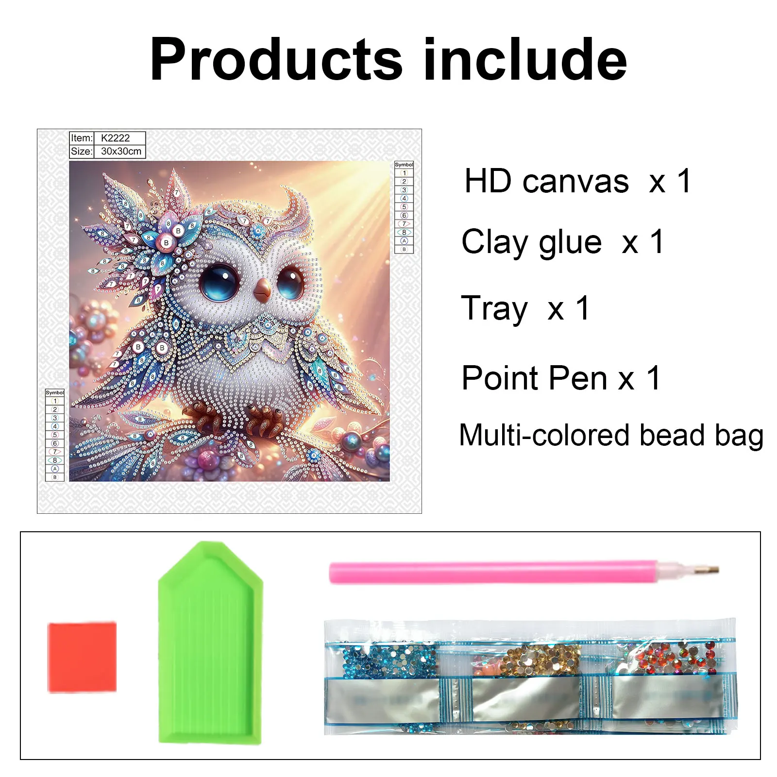 Owl Special Shape Diamond Art Painting Kit for Adult Beginner,Crystal Diamond Special Shape Kit for Home Wall Decoration Gift view 3